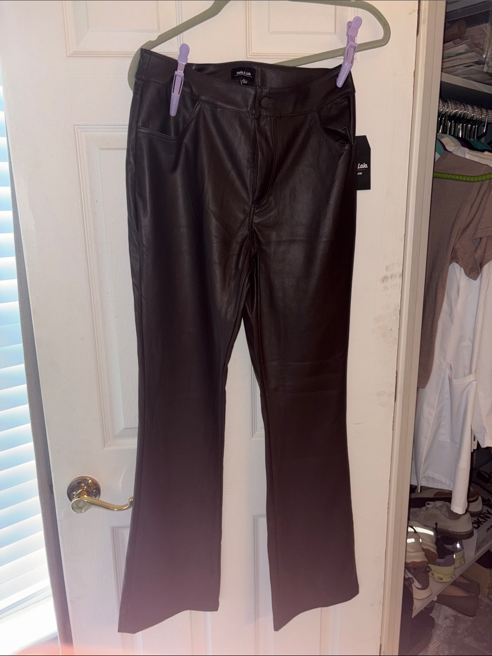 Beown Faux Leather Women’s Pants with Slight Flare